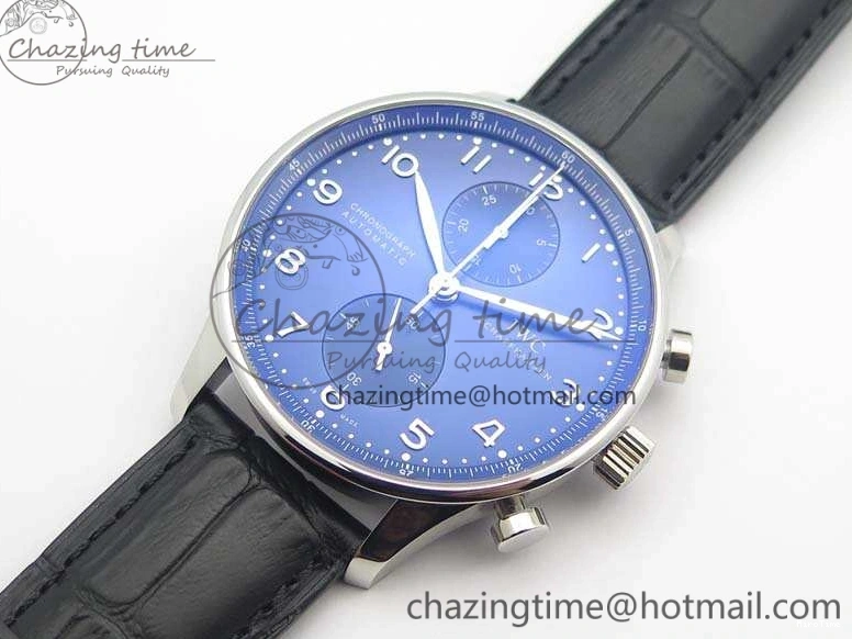 MIROTIME 0208 MoistureWicking Portuguese IW371491 ZF 1:1 Best Edition SS Blue Dial On Leather Strap A79350 (Slim Movement) V 7221